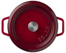 Sola Braadpan met deksel Gietijzer - Rood - ø 28 cm / 5 Liter - Geëmailleerd