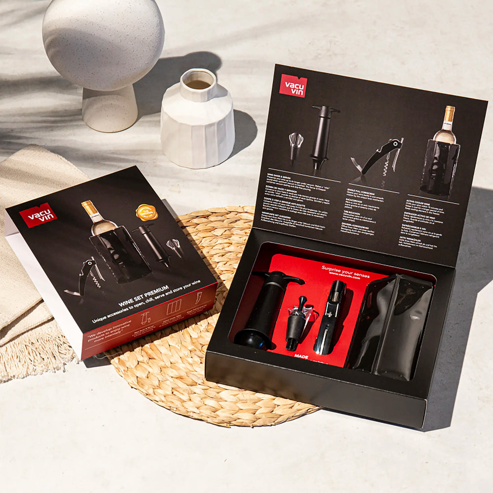 Vacu Vin Wijnset Premium - Zwart - 4 delige set