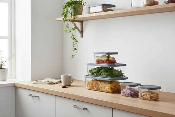 Cookinglife Vershoudbakjes - Glas - Grijs - 5 Stuks