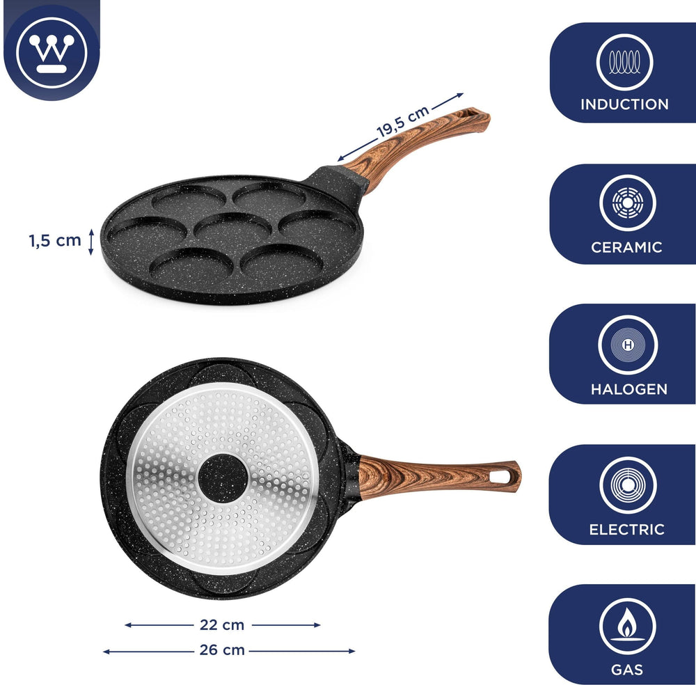 Westinghouse Pannenkoekenpan - Zwart - ø 26 cm - standaard anti-aanbaklaag