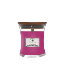 WoodWick Geurkaars Mini Wild Berry & Beets - 8 cm / ø 7 cm - Geurkaars in Glas - Houten Lont