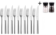 WMF Steakbestek Nuova 12-delig - Inclusief GRATIS Cookinglife Peper- en Zoutmolenset