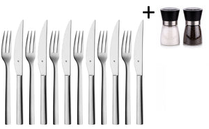 WMF Steakbestek Nuova 12-delig - Inclusief GRATIS Cookinglife Peper- en Zoutmolenset