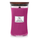 WoodWick Geurkaars Large Wild Berry & Beets - 18 cm / ø 10 cm - Geurkaars in Glas - Houten Lont