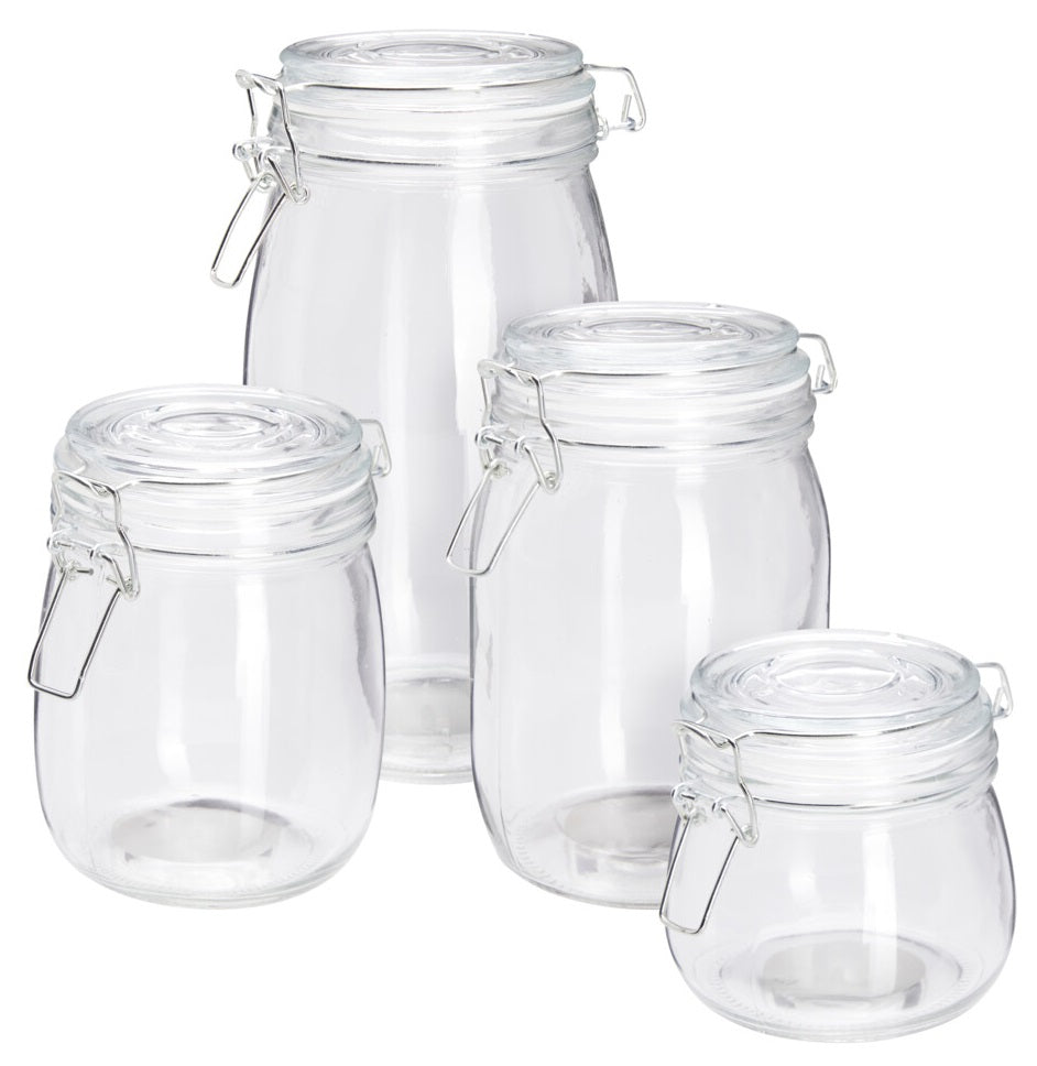 Cookinglife Weckpotten set - Glas - Inmaken en Bewaren - Voorraadpotten - Transparant - 4 stuks