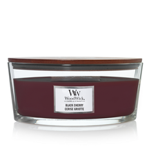 WoodWick Geurkaars Ellipse Black Cherry - 9 cm / 19 cm - Geurkaars in Glas - Houten Lont