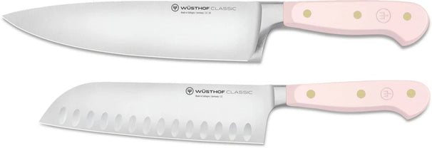 Wusthof Messenset Koksmes + Santokumes Classic Color - Pink Himalayan Salt 2-delig