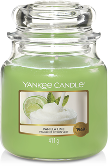 Yankee Candle Geurkaars Medium Vanilla Lime - 13 cm / ø 11 cm