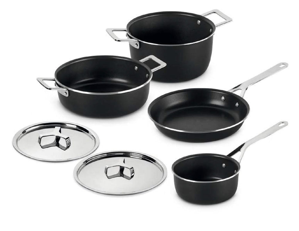 Alessi Pannenset Pots&Pans - AJM100S6 A - Zwart - 4 delige set - door Jasper Morrison