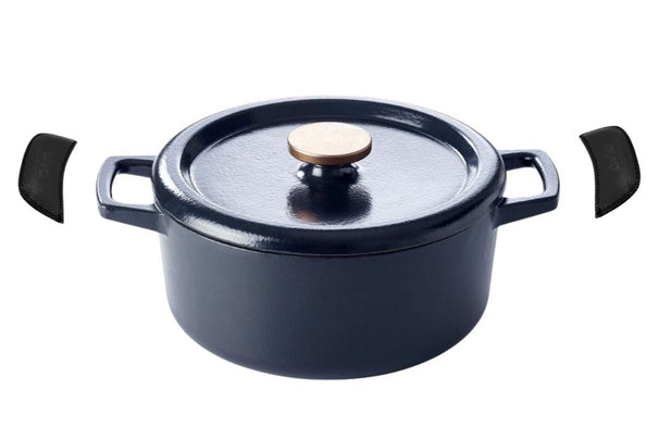 Alva Braadpan - Dutch Oven Nori Gietijzer ø 26 cm + Gratis handvaten - geëmailleerde anti-aanbaklaag