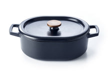 Alva Braadpan - Dutch Oven Ovaal Nori 31 x 21 cm + Gratis Leren Handvaten- geëmailleerde anti-aanbaklaag