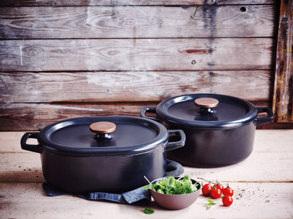 Alva Braadpan - Dutch Oven Nori Gietijzer ø 26 cm + Gratis handvaten - geëmailleerde anti-aanbaklaag