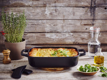 Alva Braadslede - Ovenschaal Nori Gietijzer 30 x 20 cm + Gratis Leren Handvaten - geëmailleerde anti-aanbaklaag