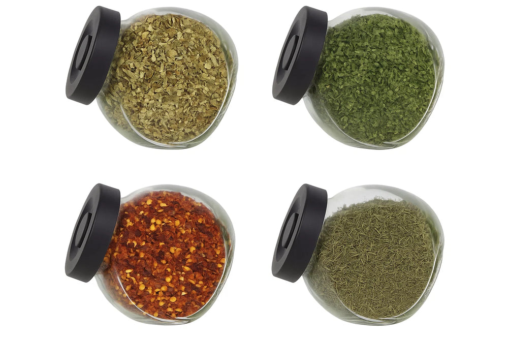 Cookinglife Kruidenpotjes Glas Zwart 175 ml - 4 Stuks