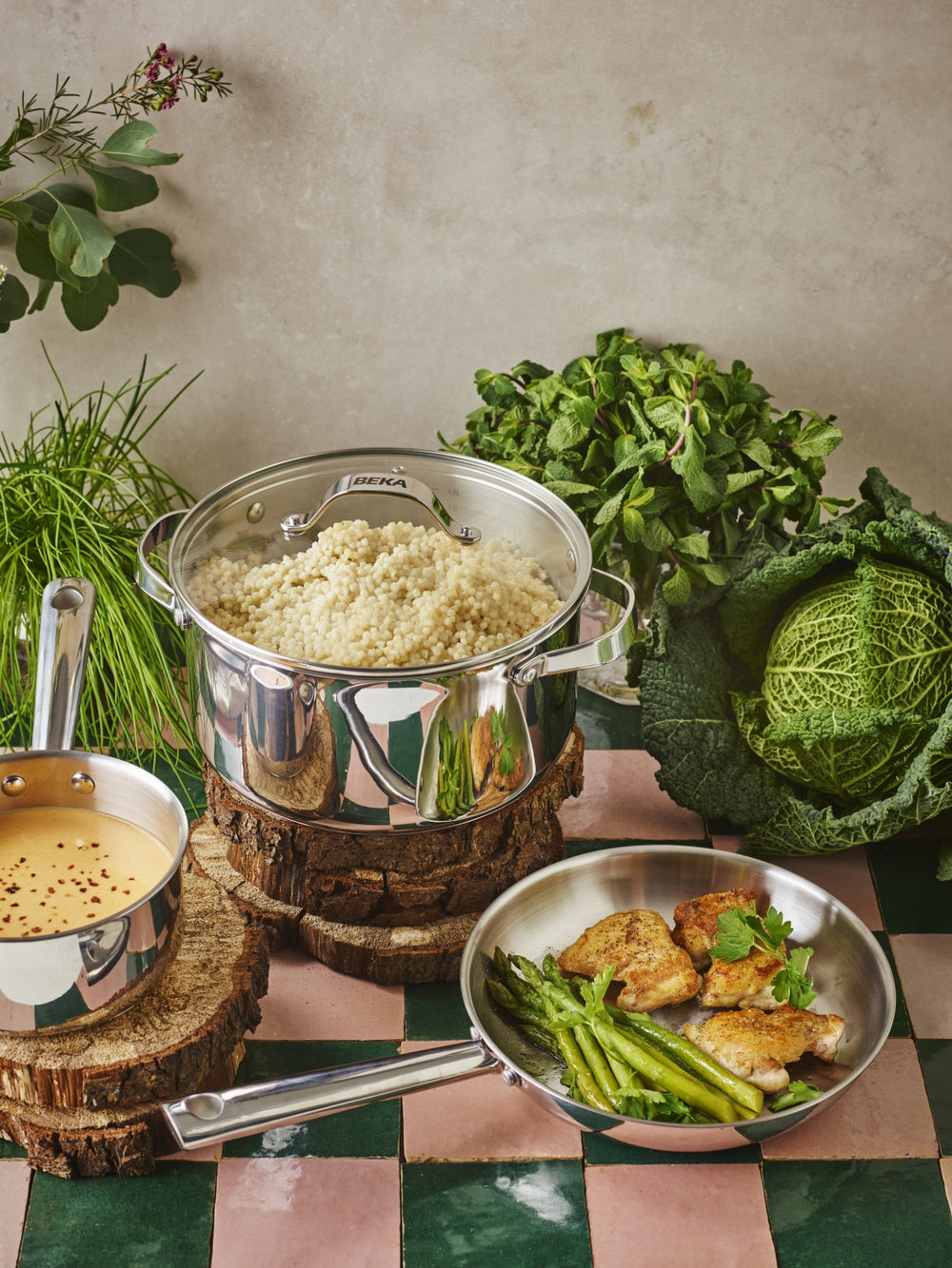 Beka Hapjespan met 2 zijgrepen & glazen deksel - Sauteerpan - Cicla - RVS - ø 28 cm - zonder anti-aanbaklaag - geschikt voor alle warmtebronnen