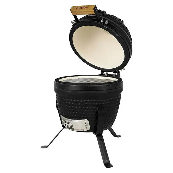 Bighorn Barbecue Kamado Keramiek Mat Zwart 27 cm - Houtskool BBQ Pizzasteen