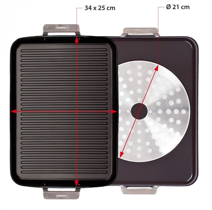 Valira Grillpan Aire met handgrepen - 34 x 25 cm - standaard anti-aanbaklaag