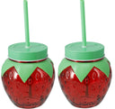 Cookinglife Waterglazen Aardbei 2 Stuks - Cocktailglazen met Rietjes
