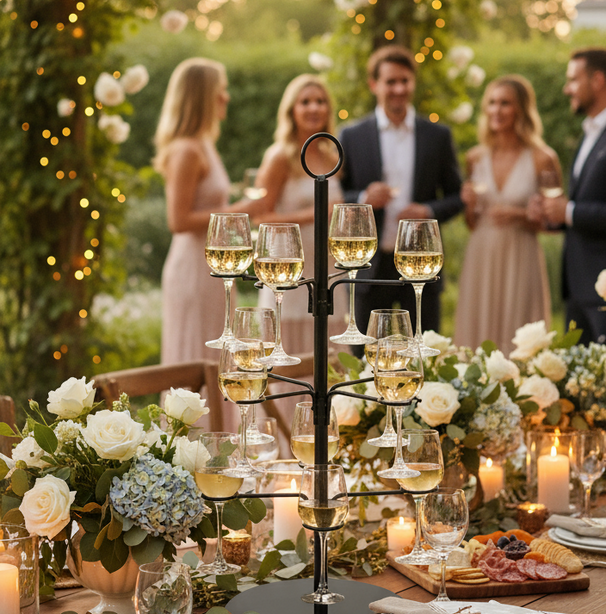 Cookinglife Etagere voor Cocktails - Cocktailboom - Cocktailtree - Geschikt voor 12 glazen - Zwart