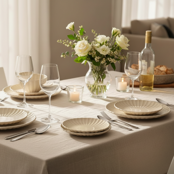 Cookinglife Serviesset Cardida Beige 18-delig / 6 personen - 6 dinerborden, 6 ontbijtborden en 6 kommen