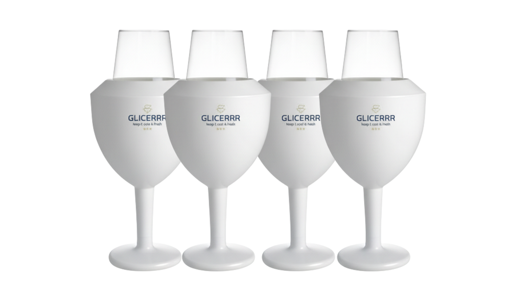 GLICERRR Wijnglas koeler en houder set + glas - 4 stuks