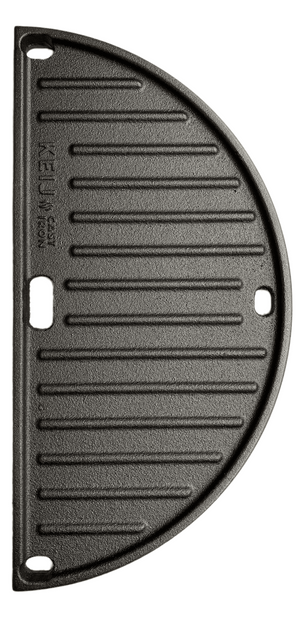 Keij Kamado Halve Maan Grillplaat / Plancha Compact - Geëmailleerd Gietijzer - 2-zijdig - 33 cm - voor 15 inch Kamado's