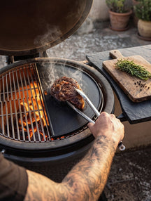 Keij Kamado Halve Maan Grillplaat / Plancha Large - Geëmailleerd Gietijzer - 2-zijdig - 46.5 cm - voor 21 inch Kamado's