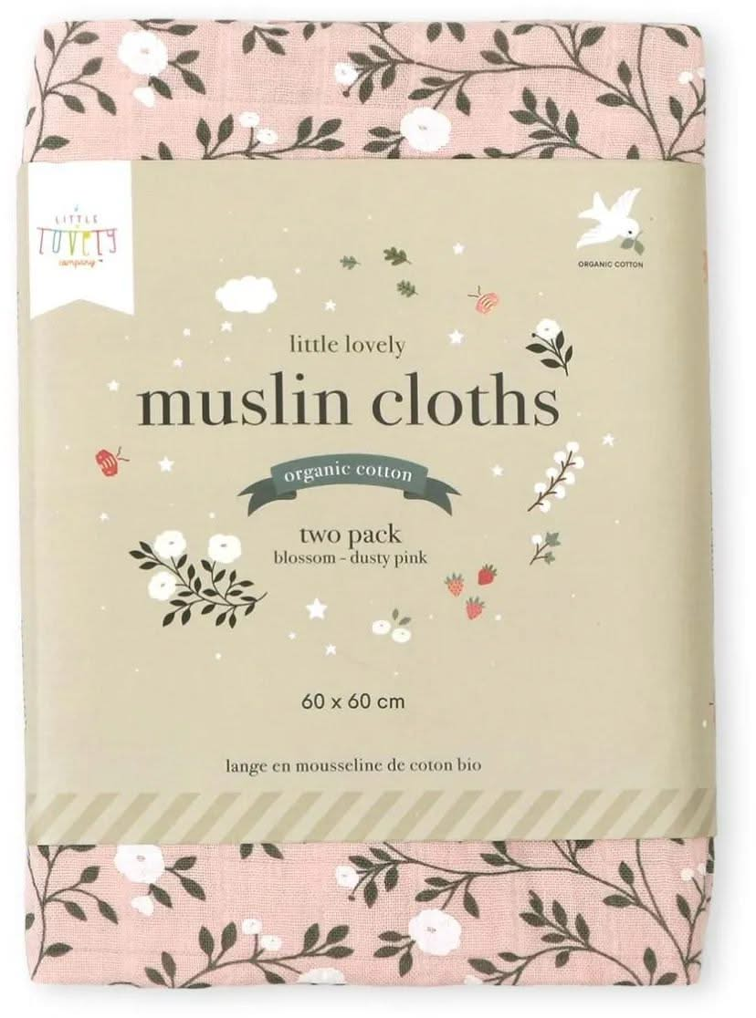 A Little Lovely Company Hydrofiele Doek - Bloesem - Dusty Pink - 2 Stuks