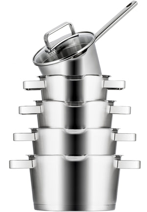 Sola Pannenset Diamond - RVS - Kookpan ø 16, 18, 20, 24 cm & Steelpan ø 16 cm - Inductie geschikt - 5 Delig