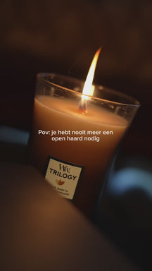 WoodWick Geurkaars Ellipse Black Cherry - 9 cm / 19 cm - Geurkaars in Glas - Houten Lont