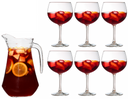 Sangriaset Karaf 1.6 Liter + Sangria Glazen 700 ml - 6 Stuks