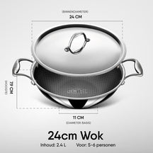 Stahl Cookware Wokpan Hybrid 24 cm - Inclusief Deksel