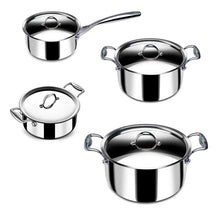 Stahl Cookware Triply Pannenset - 4 Delig - Kookpan 18, 20 en 24cm - Steelpan 16cm