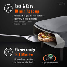 Witt Pizza Oven Etna Fermo - Op Gas voor buiten - Mat Grafiet - voor ø 40 cm pizza's