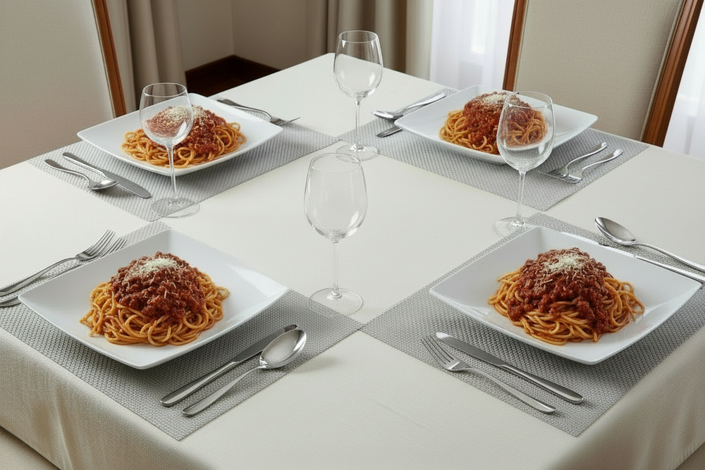 BonBistro Diepe Borden / Pastaborden Yong Squito 22 x 22 cm - Wit - 6 stuks