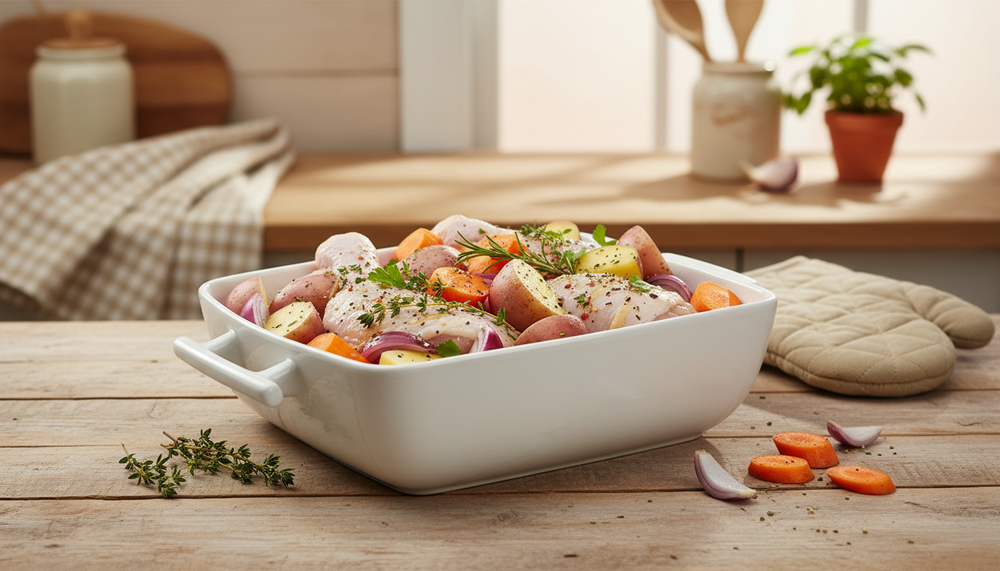 BonBistro Ovenschalen Yong Squito - 19 x 19 x 6 cm / 1.4 Liter - Wit - 2 stuks